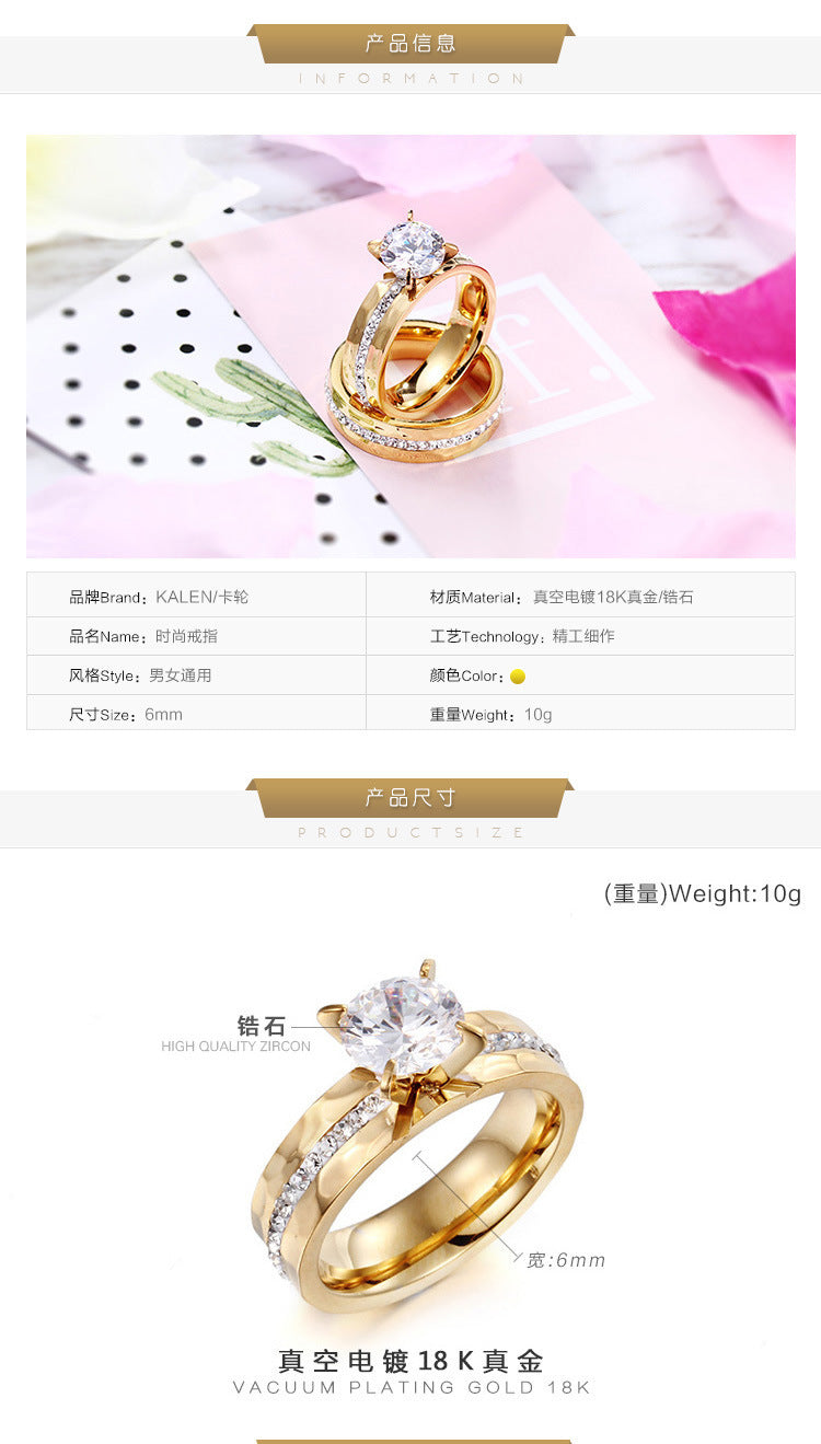 Flor de diamante sin incrustaciones Acero de titanio chapado en oro de 18K