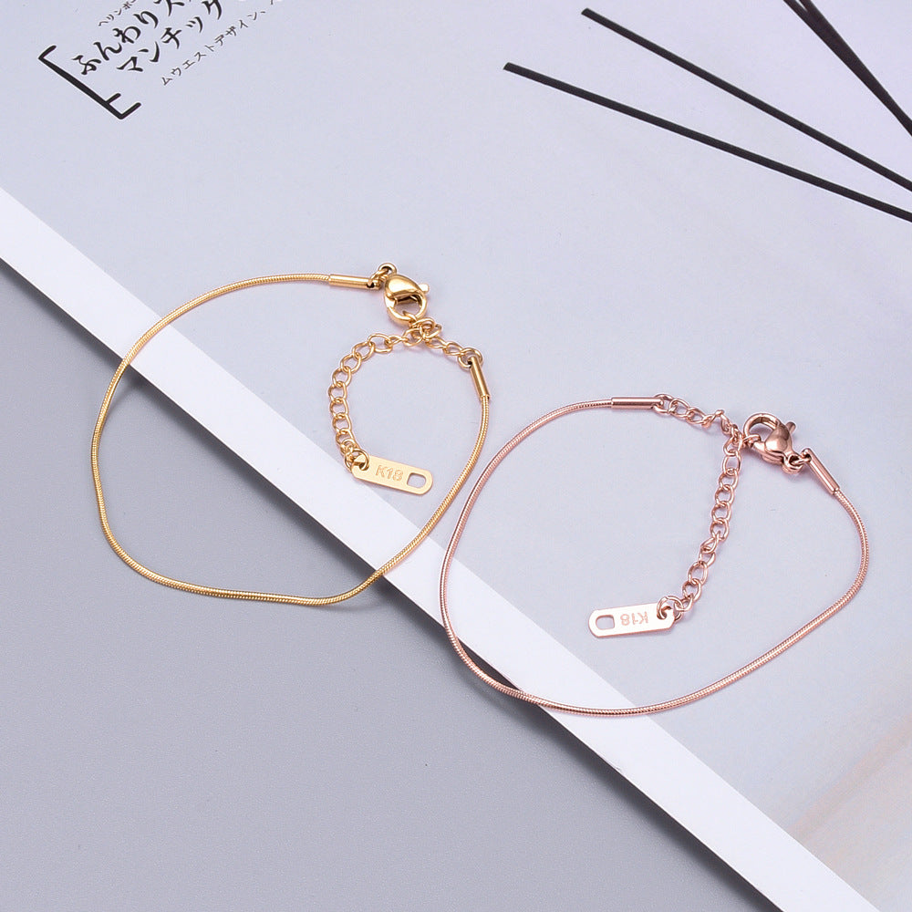 Tobillera Corazón Acero inoxidable 304 Acero titanio Chapado en oro de 18K Chapado en oro rosa Sin incrustaciones