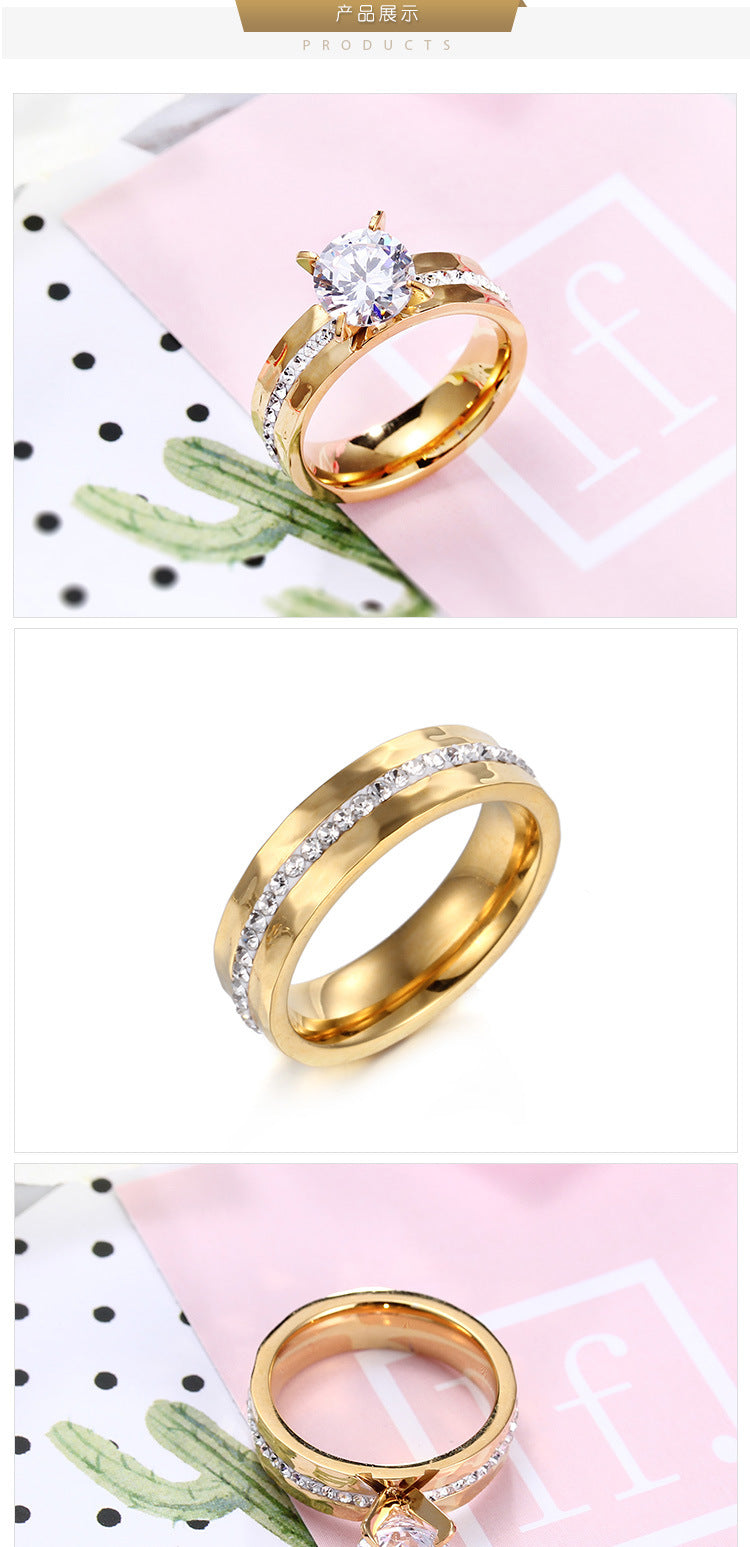 Flor de diamante sin incrustaciones Acero de titanio chapado en oro de 18K