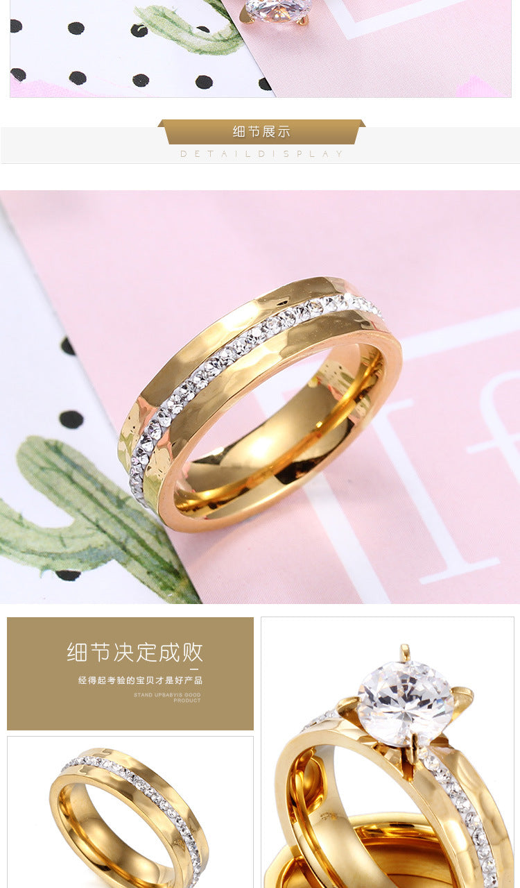 Flor de diamante sin incrustaciones Acero de titanio chapado en oro de 18K