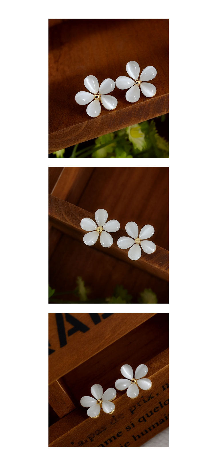Pendientes de flores de ópalo lindos de estilo coreano, joyería