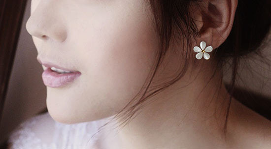 Pendientes de flores de ópalo lindos de estilo coreano, joyería