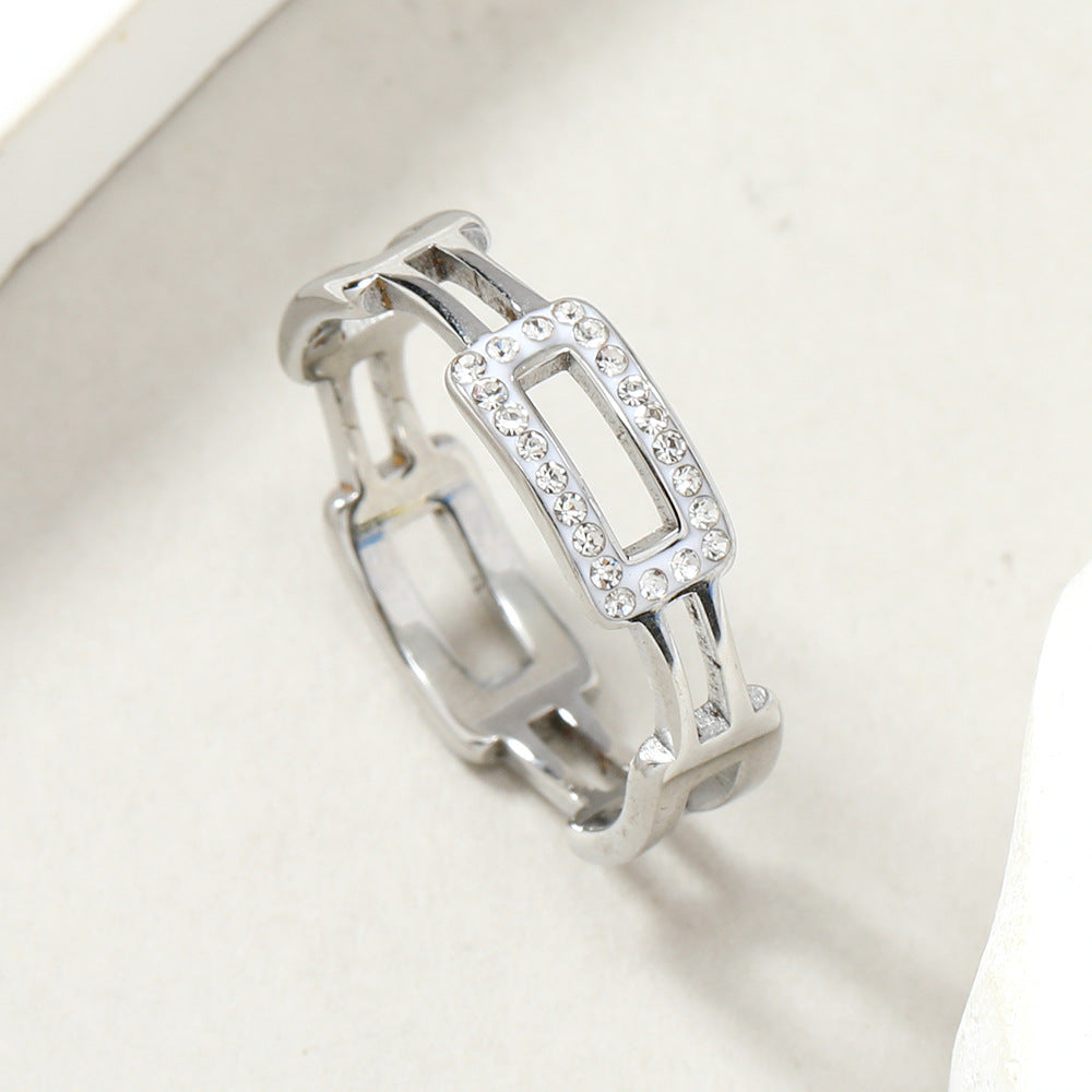 Anillos Incrustación Circón Hueco Acero Inoxidable 201