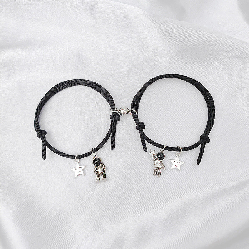Pulseras de pareja sin incrustaciones con revestimiento de aleación de estrella de estilo simple