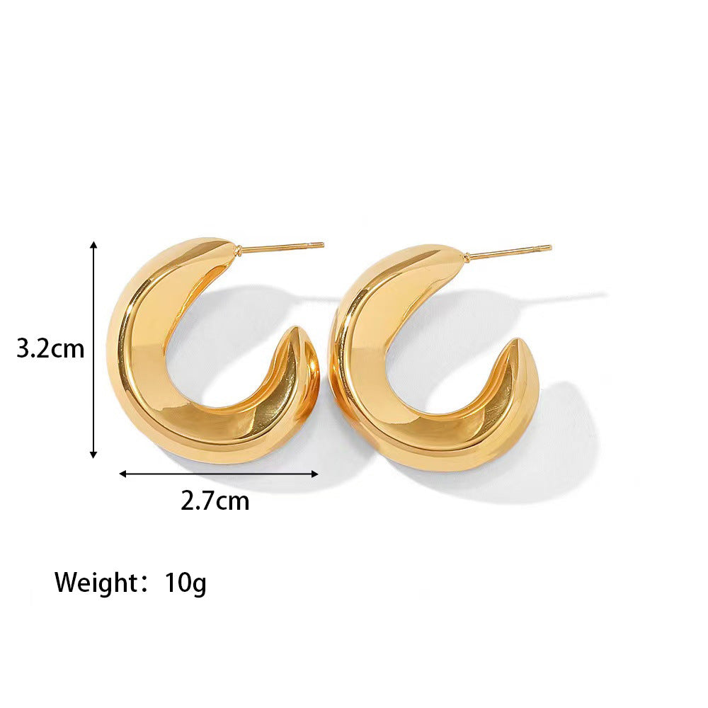 Pendientes chapados en oro de 18K de acero inoxidable 304 con revestimiento de color sólido a la moda