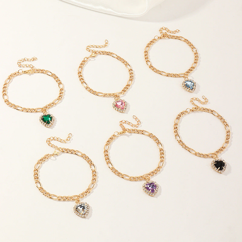 Pulsera de amor llena de diamantes circón simple de moda
