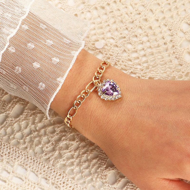Pulsera de amor llena de diamantes circón simple de moda