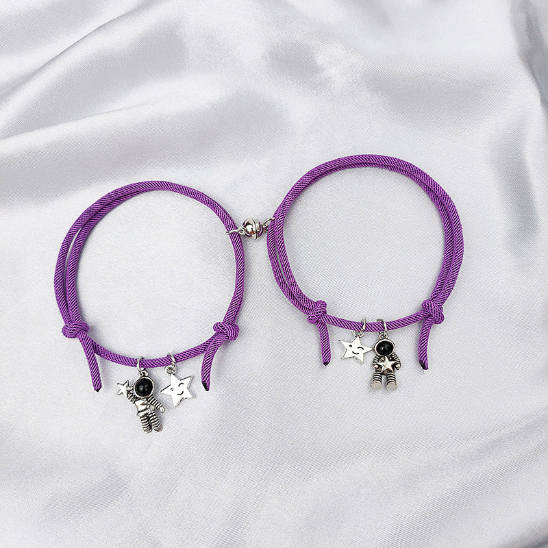 Pulseras de pareja sin incrustaciones con revestimiento de aleación de estrella de estilo simple