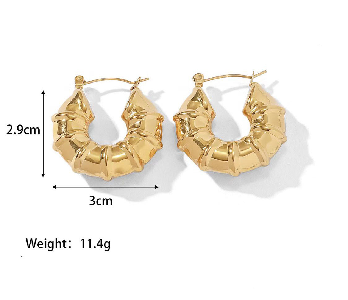 Pendientes chapados en oro de 18K de acero inoxidable 304 con revestimiento de color sólido a la moda