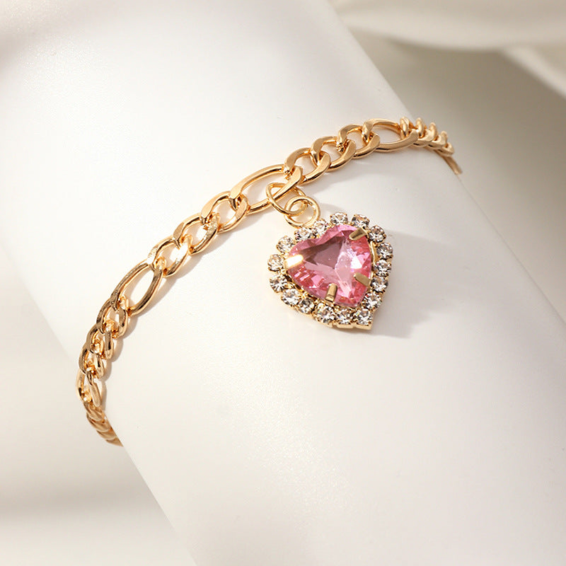 Pulsera de amor llena de diamantes circón simple de moda