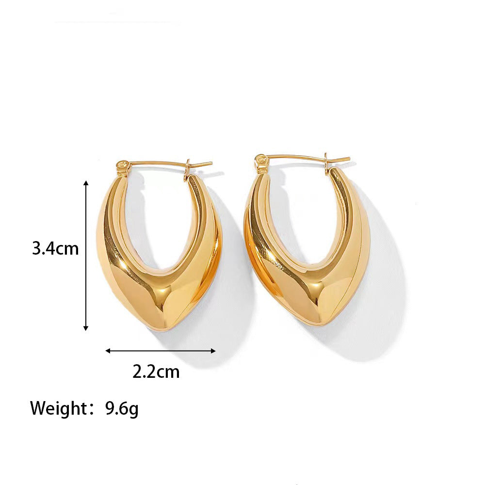 Pendientes chapados en oro de 18K de acero inoxidable 304 con revestimiento de color sólido a la moda
