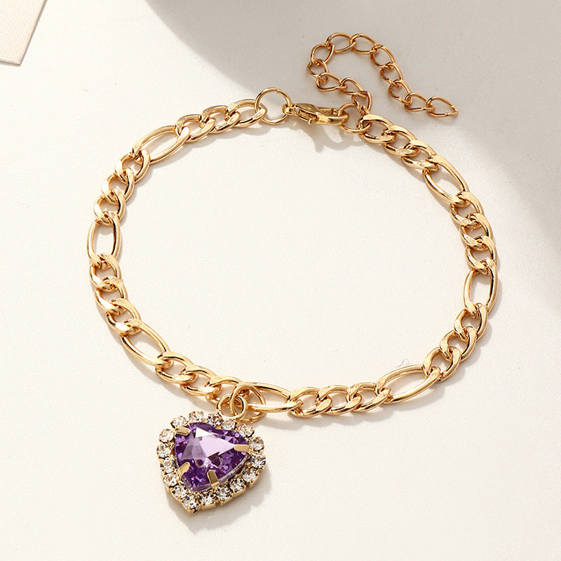 Pulsera de amor llena de diamantes circón simple de moda