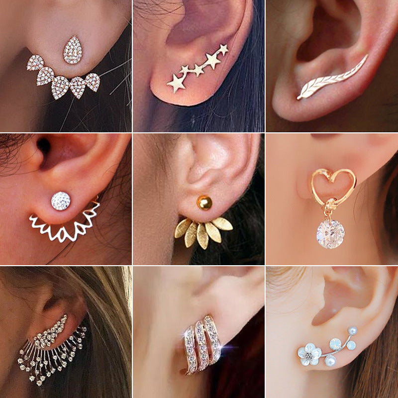 Pendientes colgantes de hojas asimétricas con corazón de cristal