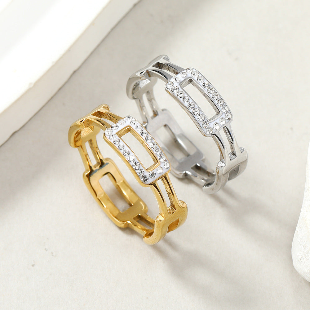 Anillos Incrustación Circón Hueco Acero Inoxidable 201