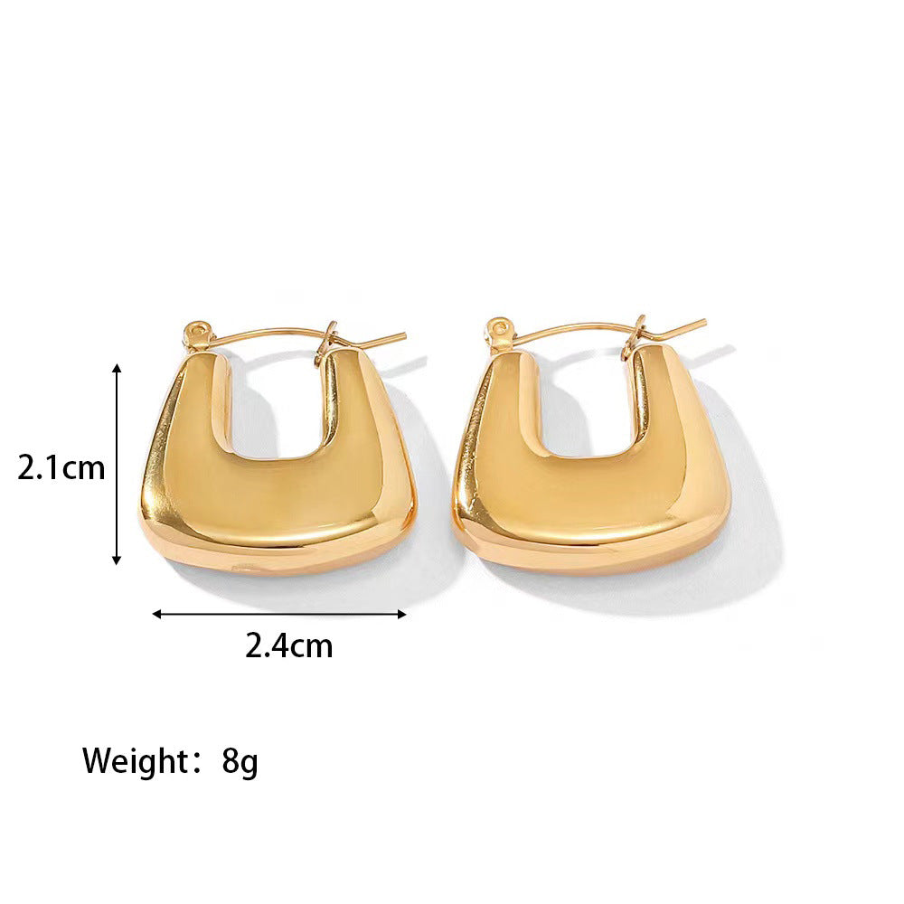 Pendientes chapados en oro de 18K de acero inoxidable 304 con revestimiento de color sólido a la moda