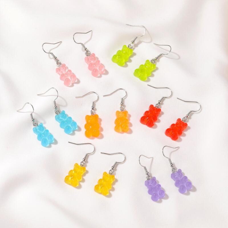 aretes de aleación de oso estilo dibujos animados