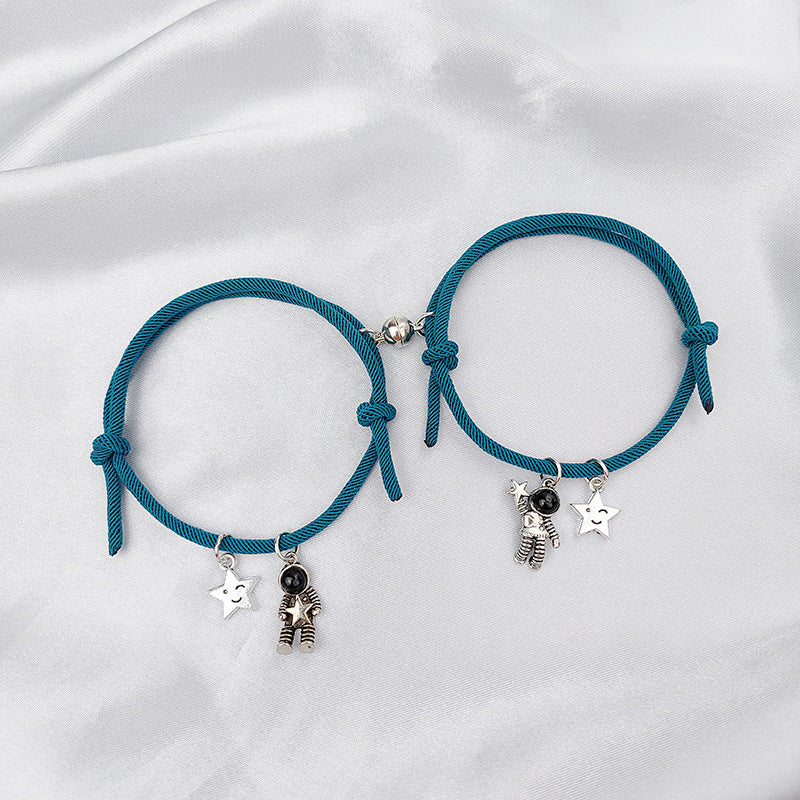 Pulseras de pareja sin incrustaciones con revestimiento de aleación de estrella de estilo simple