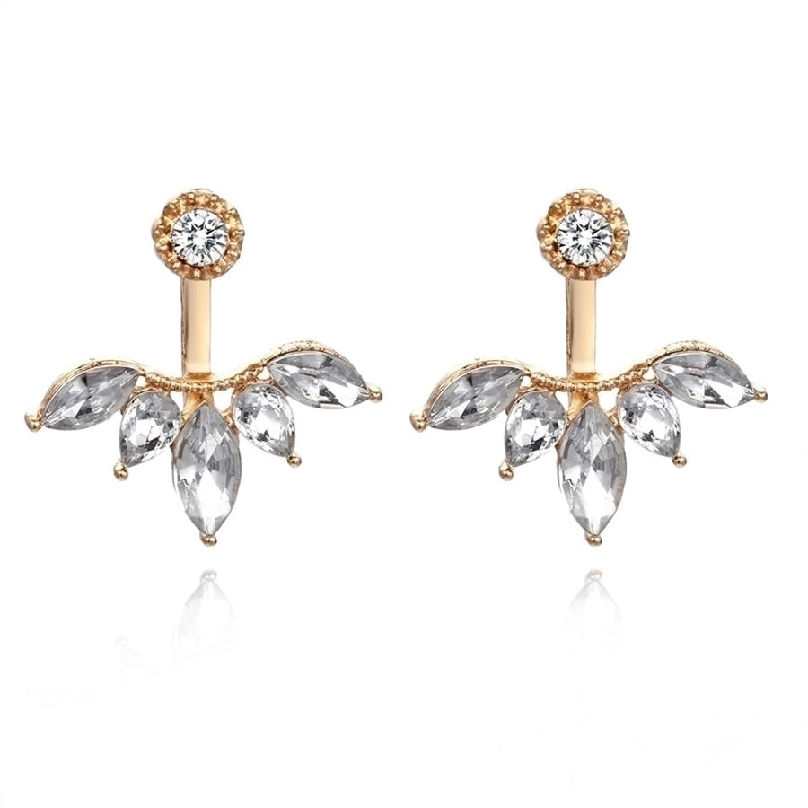 Pendientes colgantes de hojas asimétricas con corazón de cristal