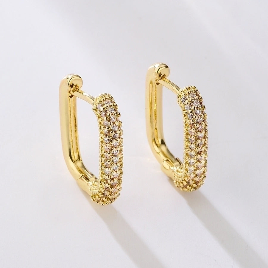 Pendientes de aro chapados en oro con circonitas de cobre chapado en oro geométrico de moda
