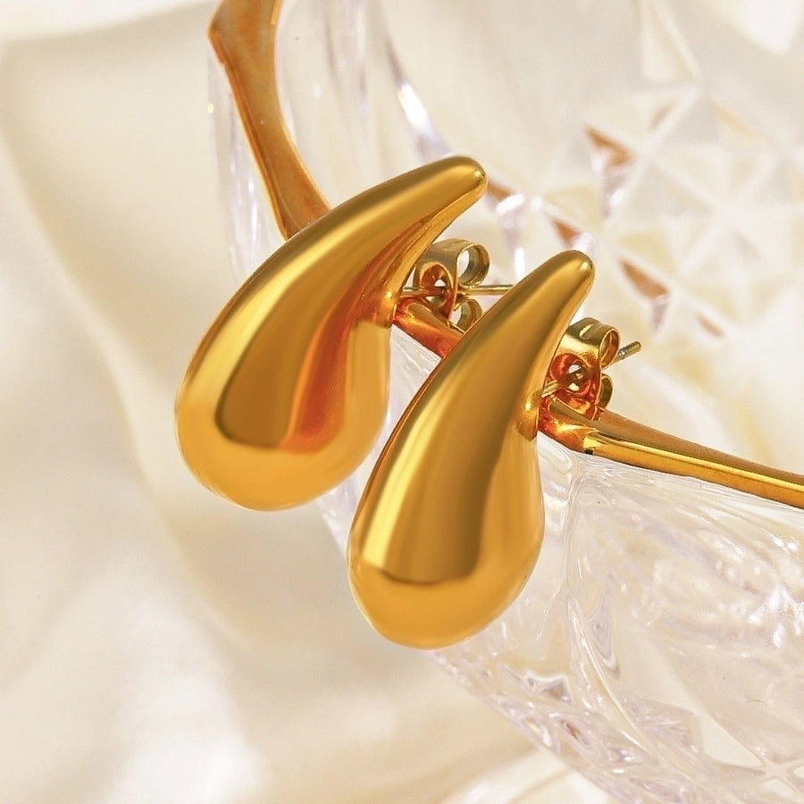 Pendientes chapados en oro de 18 K de acero inoxidable 304 con revestimiento geométrico de estilo simple