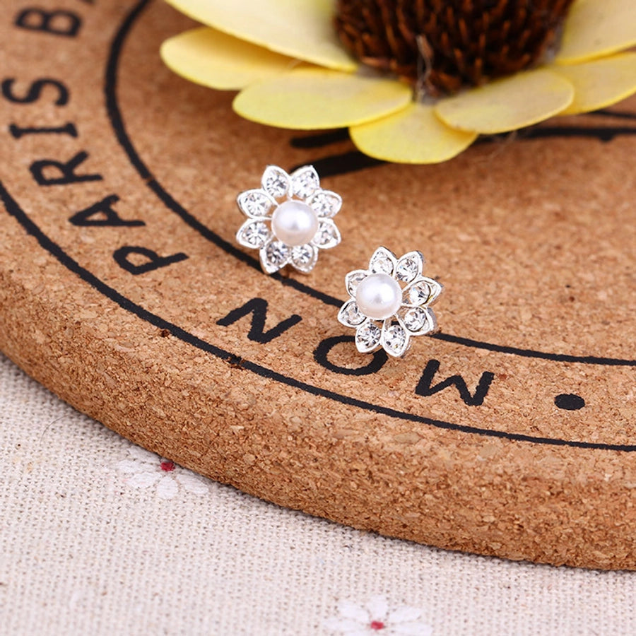 Pendientes de aleación con revestimiento de perlas geométricas de moda