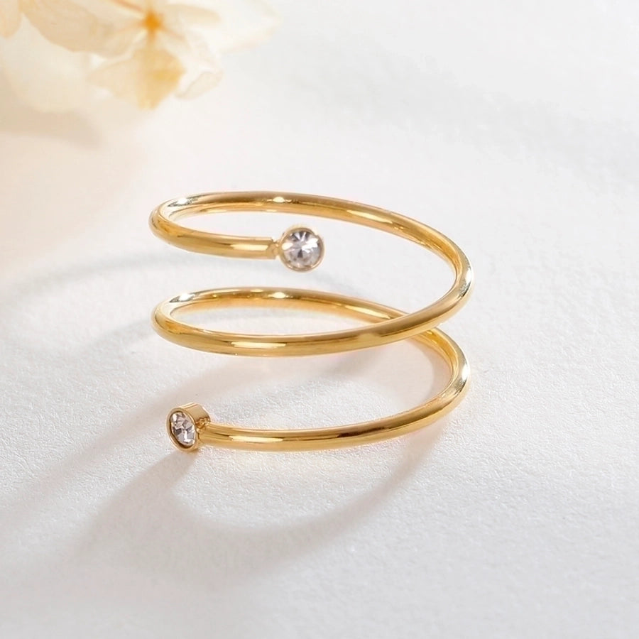 Acero Inoxidable Chapados en oro de 18k Circón Anillos Abiertos