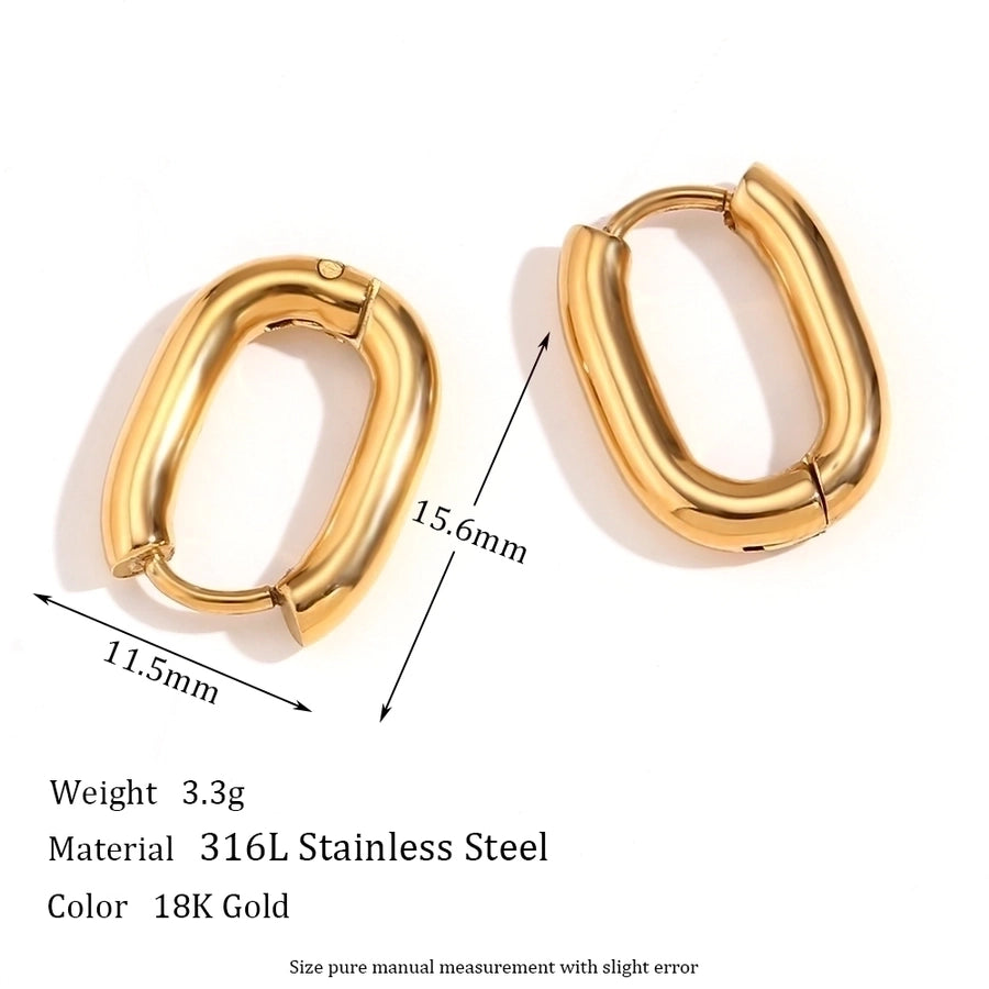 Pendientes chapados en oro de 18K de acero inoxidable 304 con revestimiento de color sólido de estilo simple