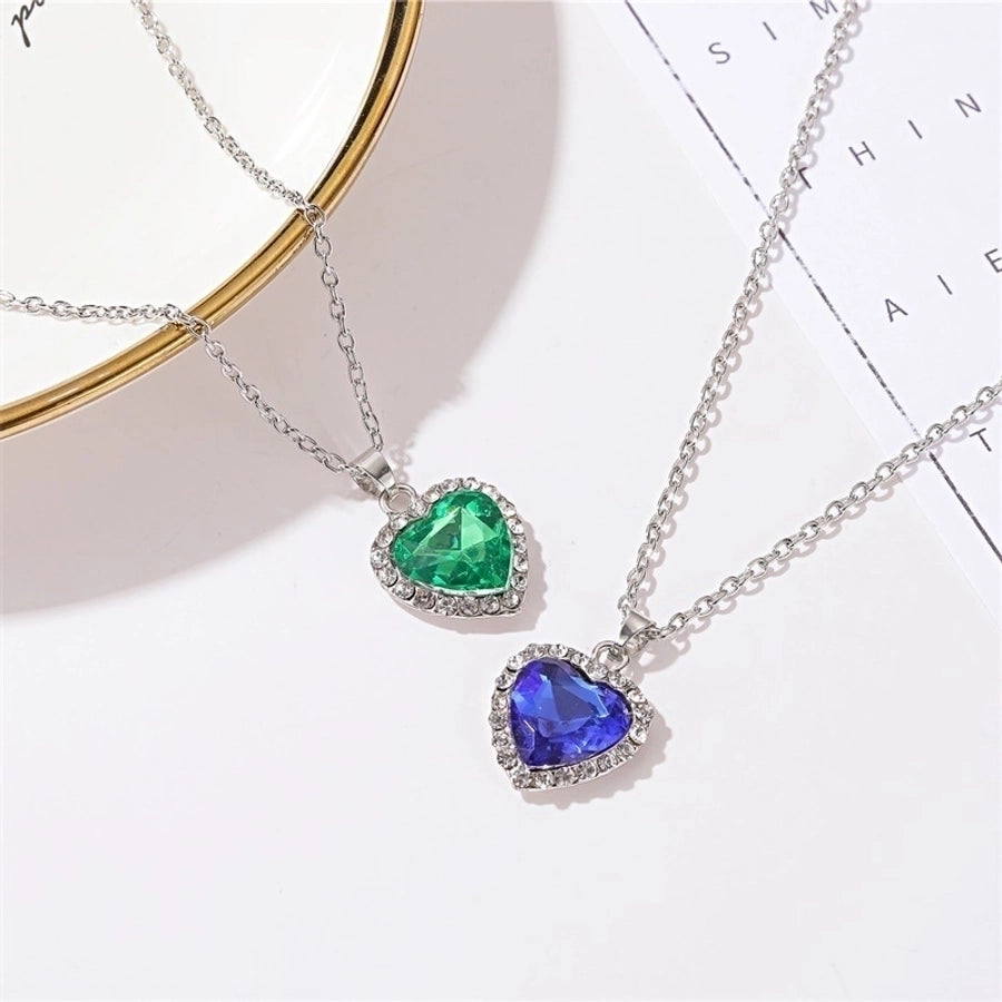 Collar clásico con forma de corazón y océano, gema de cristal titanic, cadena para clavícula