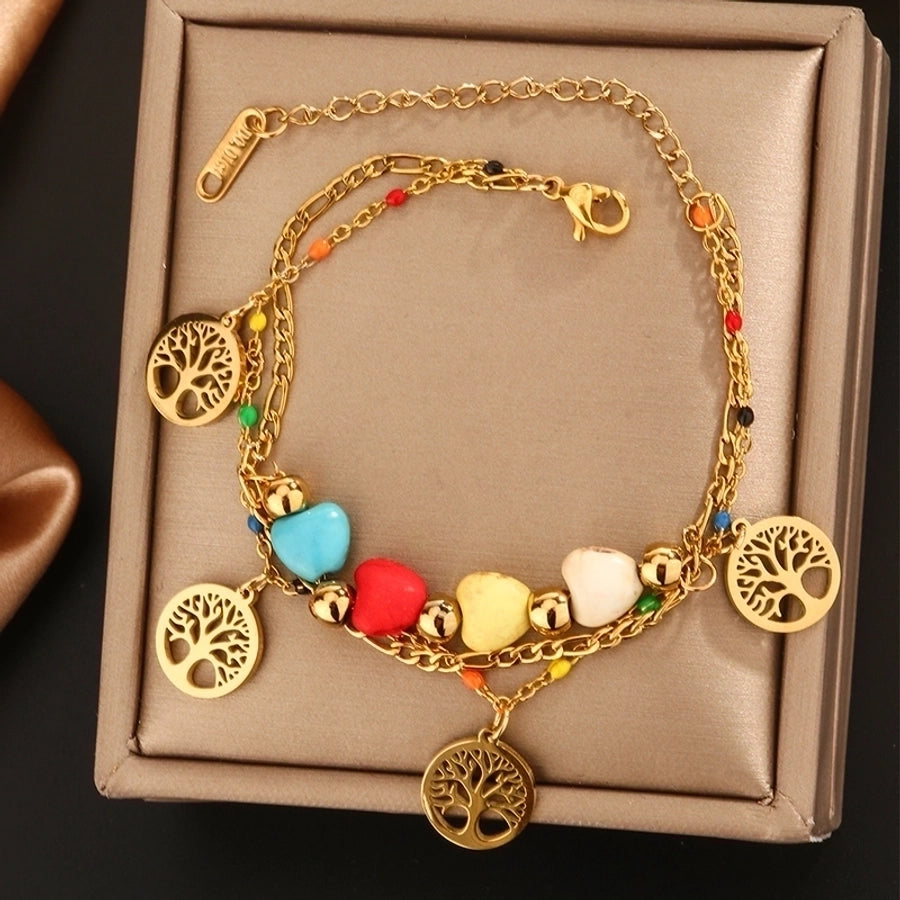 Pulseras con incrustaciones Tobillera Acero inoxidable 304 Chapado en oro de 18K
