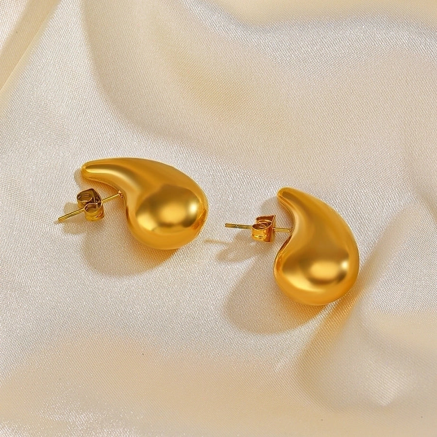 Pendientes chapados en oro de 18 K de acero inoxidable 304 con revestimiento geométrico de estilo simple