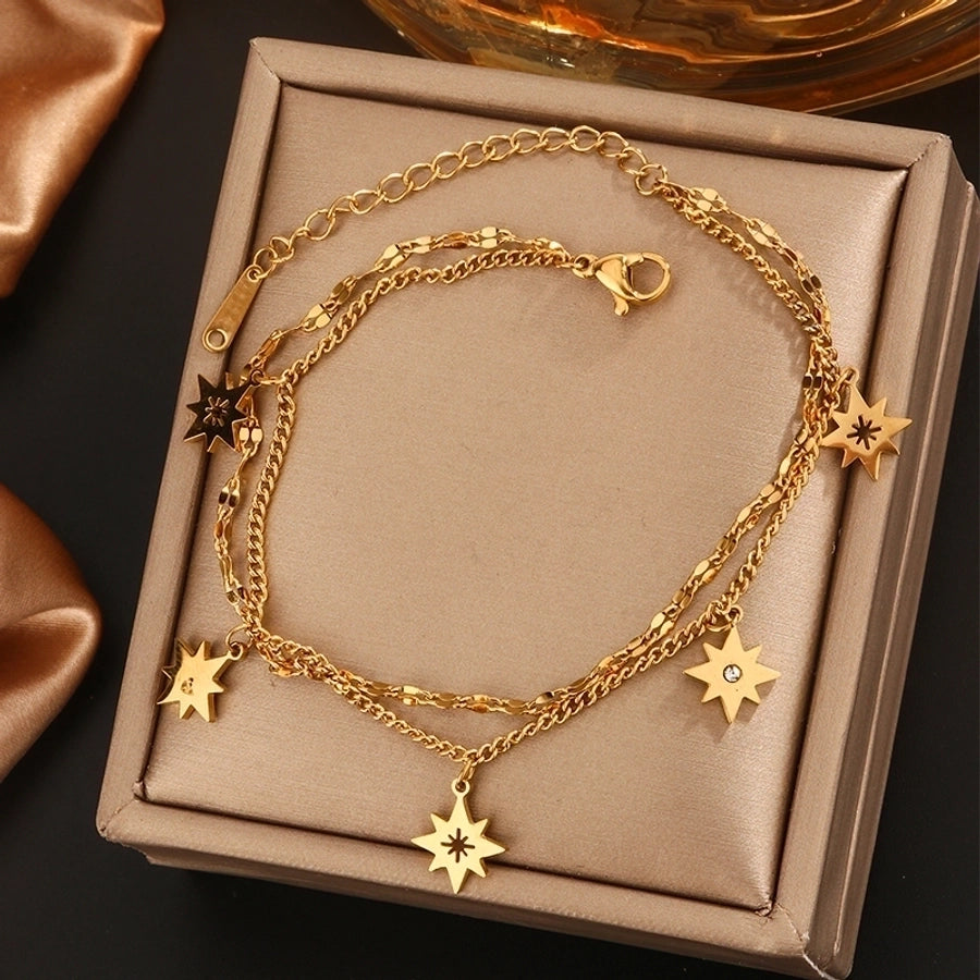 Pulseras con incrustaciones Tobillera Acero inoxidable 304 Chapado en oro de 18K