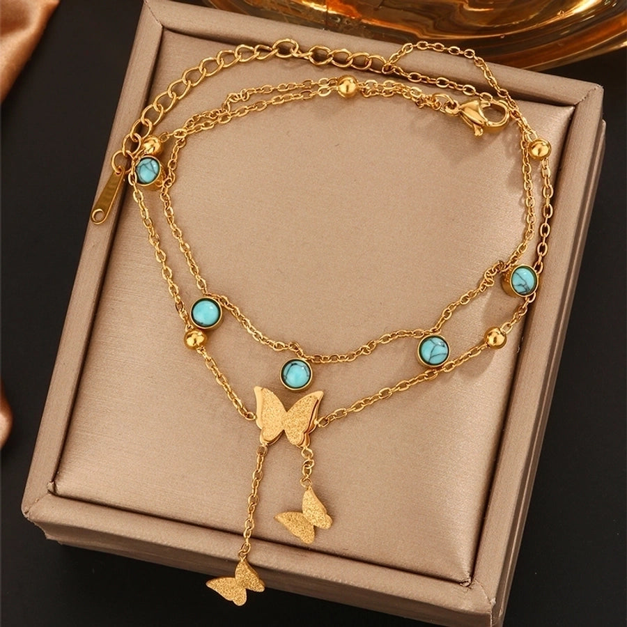 Pulseras con incrustaciones Tobillera Acero inoxidable 304 Chapado en oro de 18K