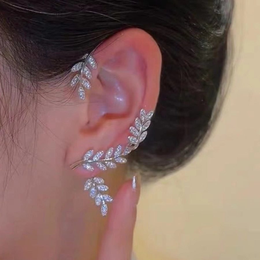 Clips para las orejas con incrustaciones de diamantes artificiales de aleación de mariposa estilo Hada de joyería