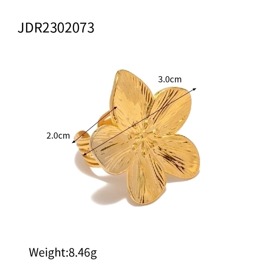 Anillos con incrustaciones Pendientes Joyería Estilo INS Flor Mariposa Acero inoxidable 304 Turquesa Chapado en oro de 18K