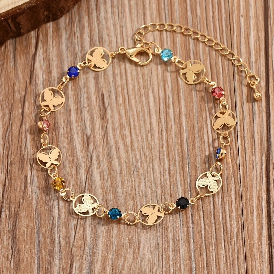 Tobillera de mujer con cadena de aleación de mariposa y ojo de animal de estilo simple informal