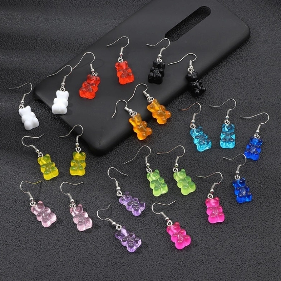 aretes de aleación de oso estilo dibujos animados