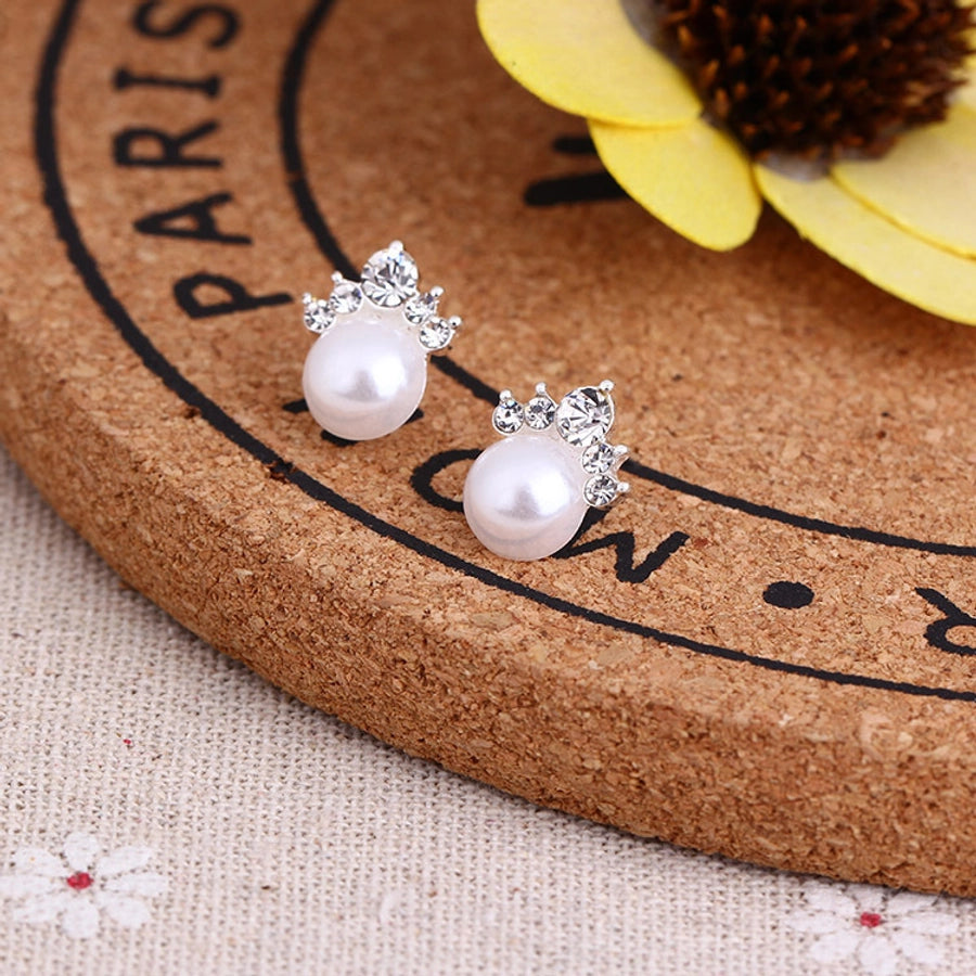 Pendientes de aleación con revestimiento de perlas geométricas de moda