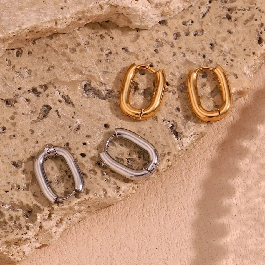 Pendientes chapados en oro de 18K de acero inoxidable 304 con revestimiento de color sólido de estilo simple