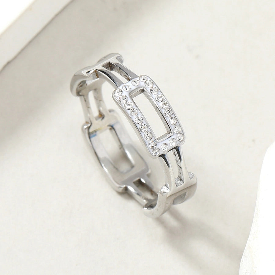 Anillos Incrustación Circón Hueco Acero Inoxidable 201