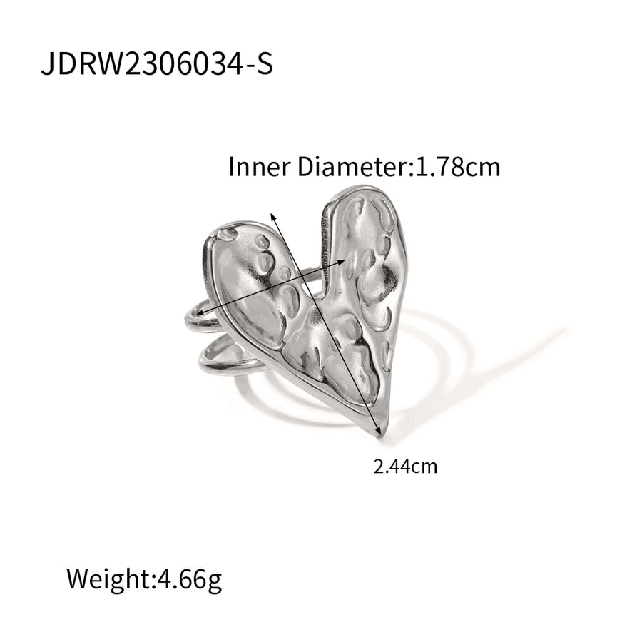 Anillos abiertos chapados en acero inoxidable 304 con forma de corazón estilo IG de joyería