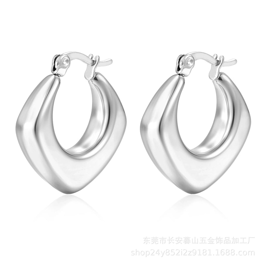 Pendientes chapados en oro de 18K de acero inoxidable 304 con revestimiento de color sólido a la moda