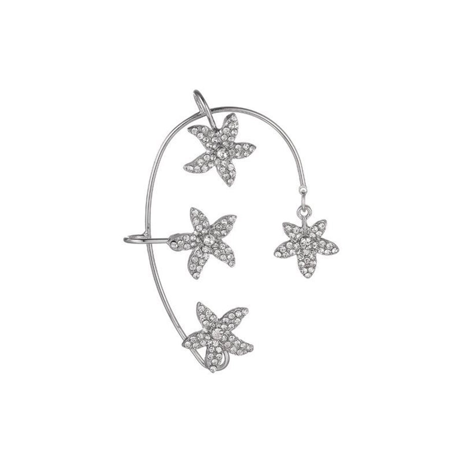 Clips para las orejas con incrustaciones de diamantes artificiales de aleación de mariposa estilo Hada de joyería
