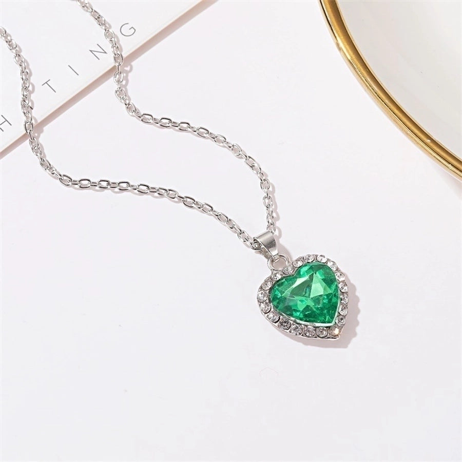 Collar clásico con forma de corazón y océano, gema de cristal titanic, cadena para clavícula