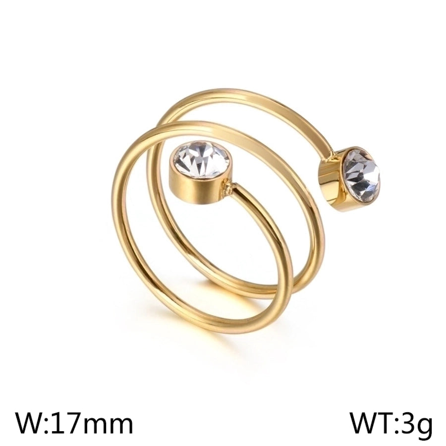 Acero Inoxidable Chapados en oro de 18k Circón Anillos Abiertos