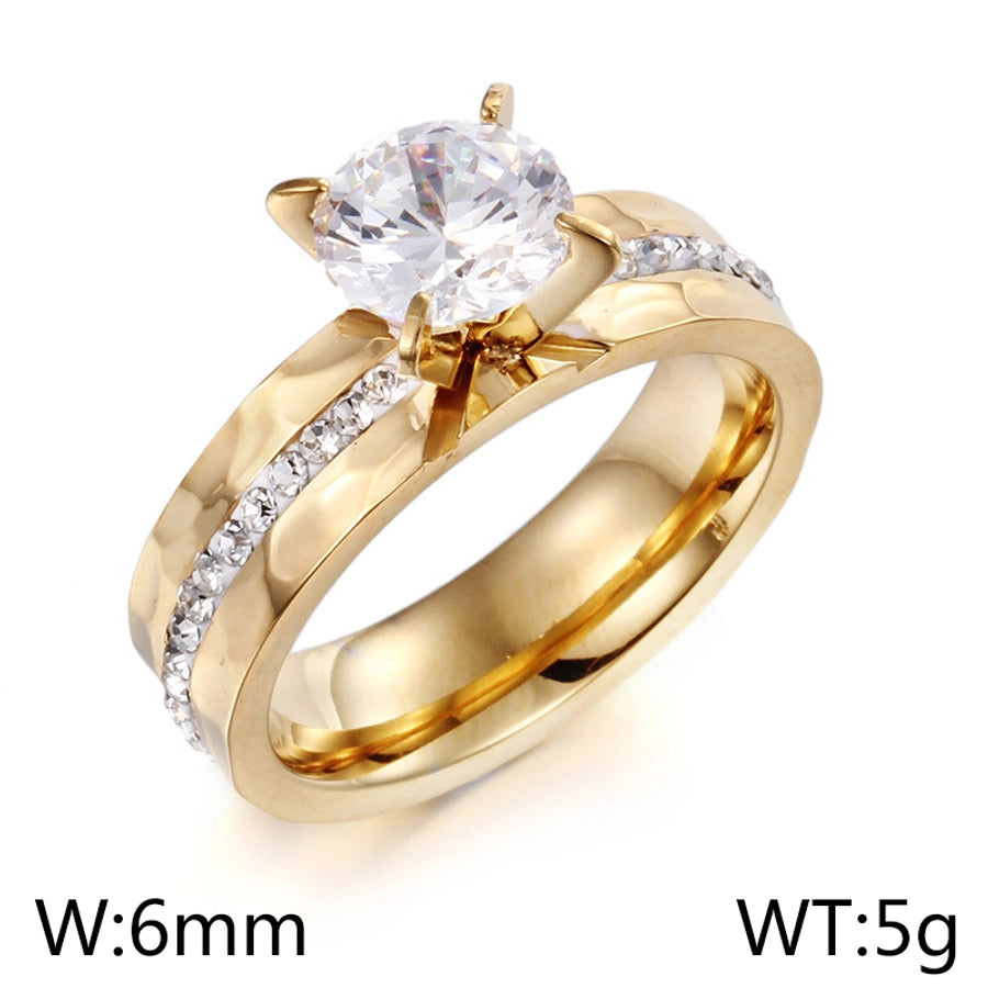 Flor de diamante sin incrustaciones Acero de titanio chapado en oro de 18K