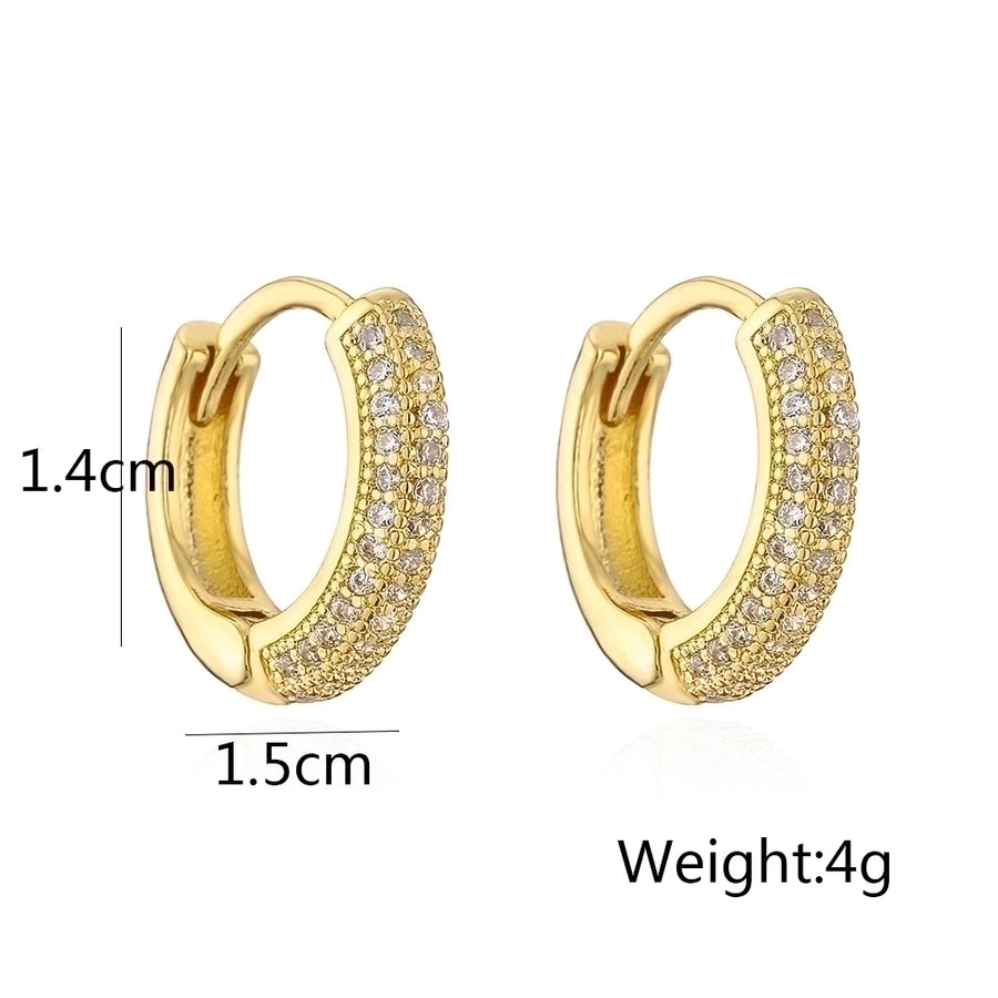 Pendientes de aro chapados en oro con circonitas de cobre chapado en oro geométrico de moda