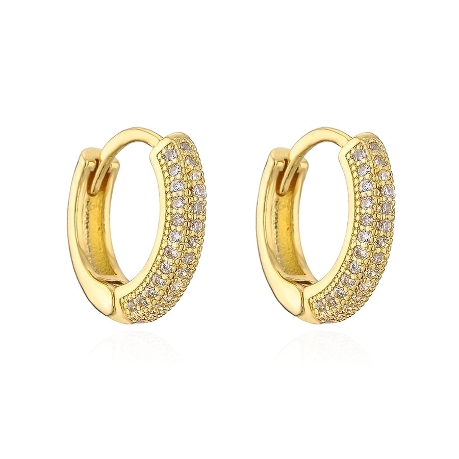 Pendientes de aro chapados en oro con circonitas de cobre chapado en oro geométrico de moda