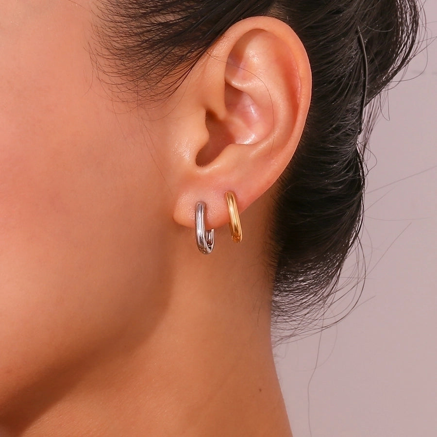 Pendientes chapados en oro de 18K de acero inoxidable 304 con revestimiento de color sólido de estilo simple