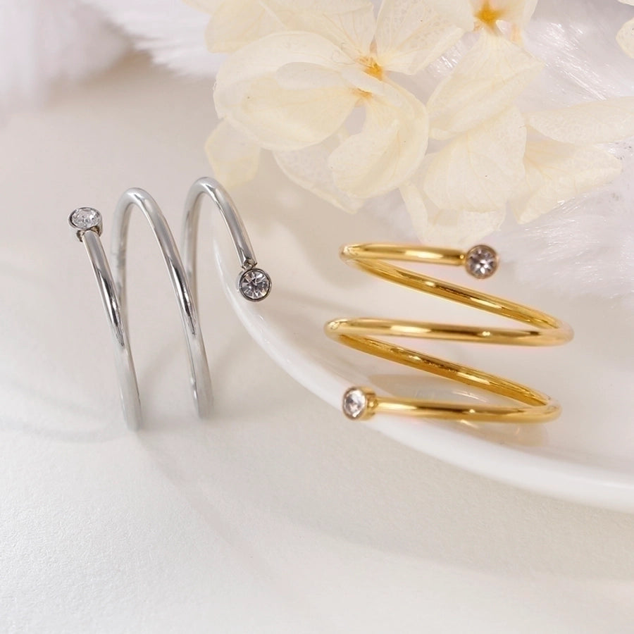 Acero Inoxidable Chapados en oro de 18k Circón Anillos Abiertos