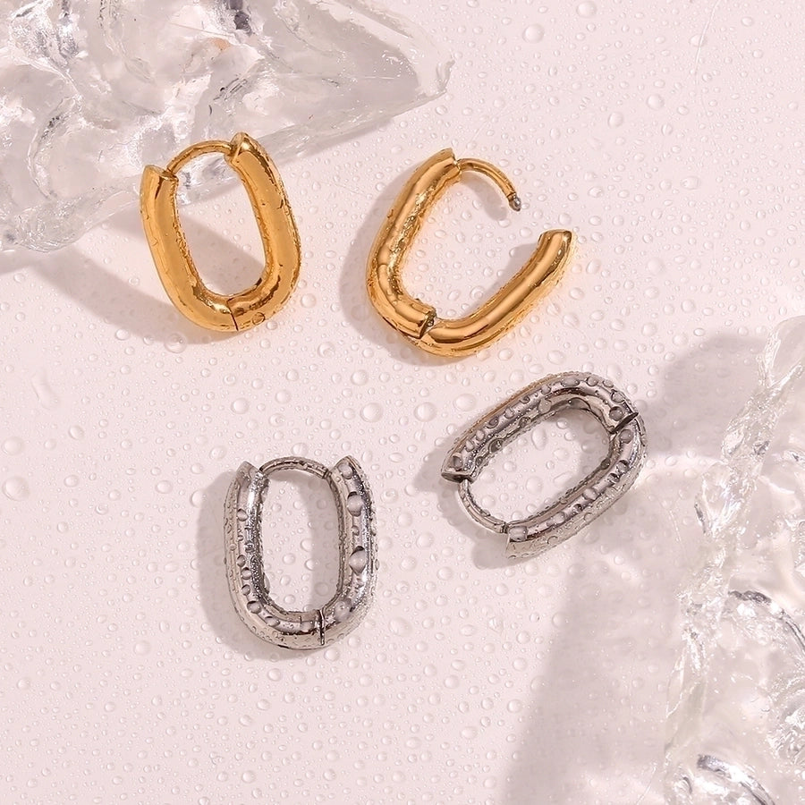 Pendientes chapados en oro de 18K de acero inoxidable 304 con revestimiento de color sólido de estilo simple